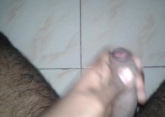 Me stroking my cock in white floor