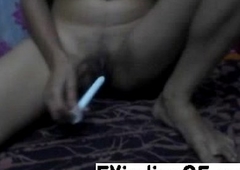 Desi girl uses candle exposed to pussy