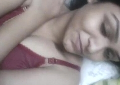 Indian Young Cute bhabi naked selfie pic in bed upon lover - Wowmoyback