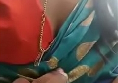 Indian Prostitute Saree teat press on high aiming