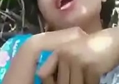 Indian Girl Crying in Forest