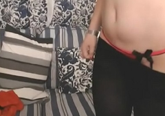 LittleTeenBB Riley displays her big tits in her bra, teases down pants wide show panties.