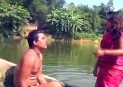 Wet saree in advance lake
