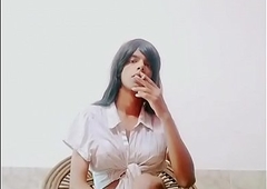 HOT VIDEO OF DESI INDIAN SHEMALE SNEHA SMOKING