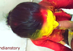 Indian Colorful Holi with bhabhi
