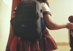 Indian Hot babe Nitya in School Unvarying Flaunts her Ass