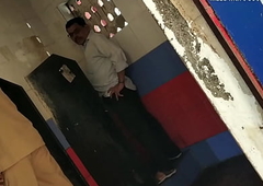 Indian old man in public toilet