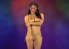 Indian girl in gold bikini dance
