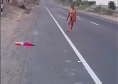 Indian daring desi  walking nude in public road in daytime