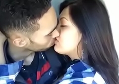 Indian sexy college couple passionate giving a kiss lip locks boobs pawing blue bra
