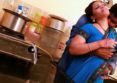 Anjali aunty boobs and ass pressed