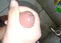 oil masturbation in bathroom