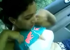 Indian wife showing boobs in car