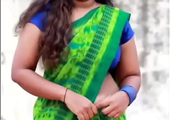 Beautiful indian aunty green saree hip and affiliate boobs dance