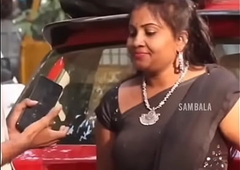 Black saree hip despondent in public