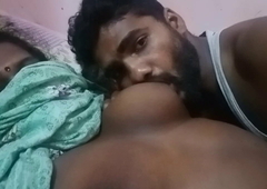 Sexy Tamil wife fondling her big boobs