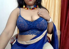 Blue saree hot looks during crestfallen dance on camera