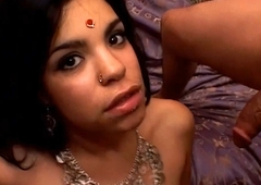 Slurps Indian girl not far from saggy interior receives team a few cumshots on her face