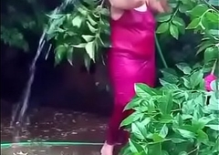 indian aunty enjoying spotless outside , hot
