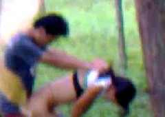 Desi girlfriend outdoor making out with boyfriend