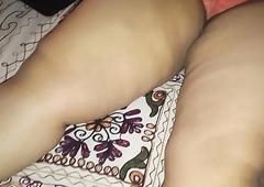 Hot Actress Wife sleeping wearing Orange  panty
