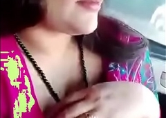 Desi hindi speaking Indian broad in the beam tit aunty in pink saree simian boob