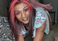 Desi Indian tattooed slattern gets her sunset darkness butt and nefarious cunt smacked wits a white guy's frontier fingers
