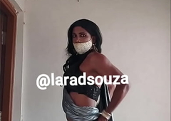 Indian crossdresser slut Lara D'Souza almost sexy lycra saree