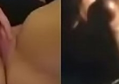 My thick Holland friend near chunky Boobs on video call Masturbating together