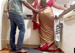 Indian Couple Romance in the Cookhouse - Saree Sex - Saree upraised and Ass Spanked