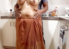 Indian Couple Romance in the Kitchen - Saree Sex - Saree lifted up, Ass Spanked Knockers Press