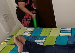 Tamil maid fucking pussy at hand cucumber infront of owner