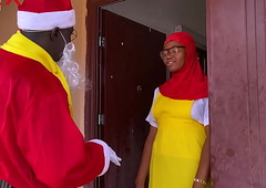Nigeria Santa Claus exchanges gift with a college girl who just returned from boarding school to screw up Christmas holidays