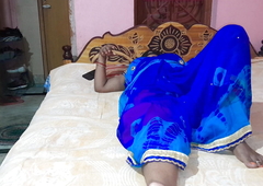 Indian bhabi  wear blue  saree and roger hard by devar