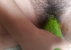 Whole CUCUMBER in My DARK pussy . Taking A Huge Cucumber in my pussy .  Fucking with cucumber . Painful lovemaking video.