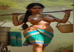 Indian village sexy girl's Ai stable transformation