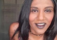 Desi slut wearing black lipstick wants won't hear of lips and tongue around your dick and taste your lips XXX close up XXX fetish