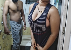 Desi Village bathroom sex husband coupled with wed sexy breast sexy ass tight healthy pussy