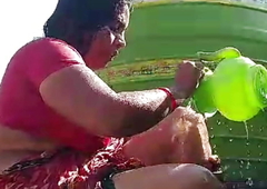 Desi Village house wife bathing video full open