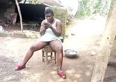 While sitting at my grandma's backyard chatting with my boyfriend to come me not knowing i was sitting minimal one of the village local public pussy champion was watching my local pussy then he deceived added to fucked me