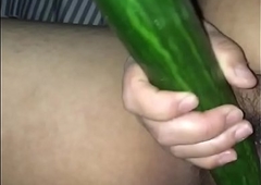 Bollywood Indian desi get up wide puts 14 inch cucumber up her pussy