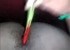 Indian accompanying small fry making out his ass with stick and bleeding